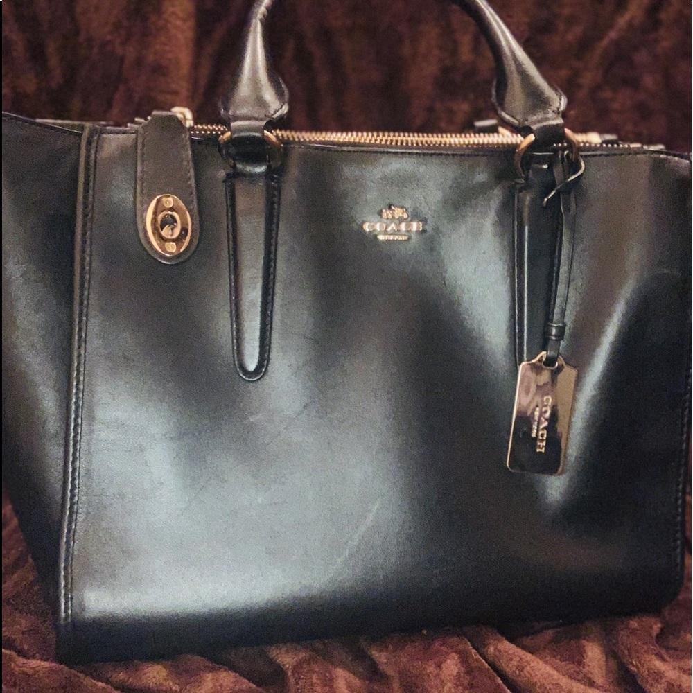 Black Leather Coach Tote